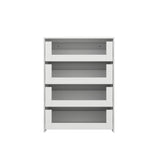 White Dresser Island Modern Bedroom Storage w/Tempered Glass Detailing