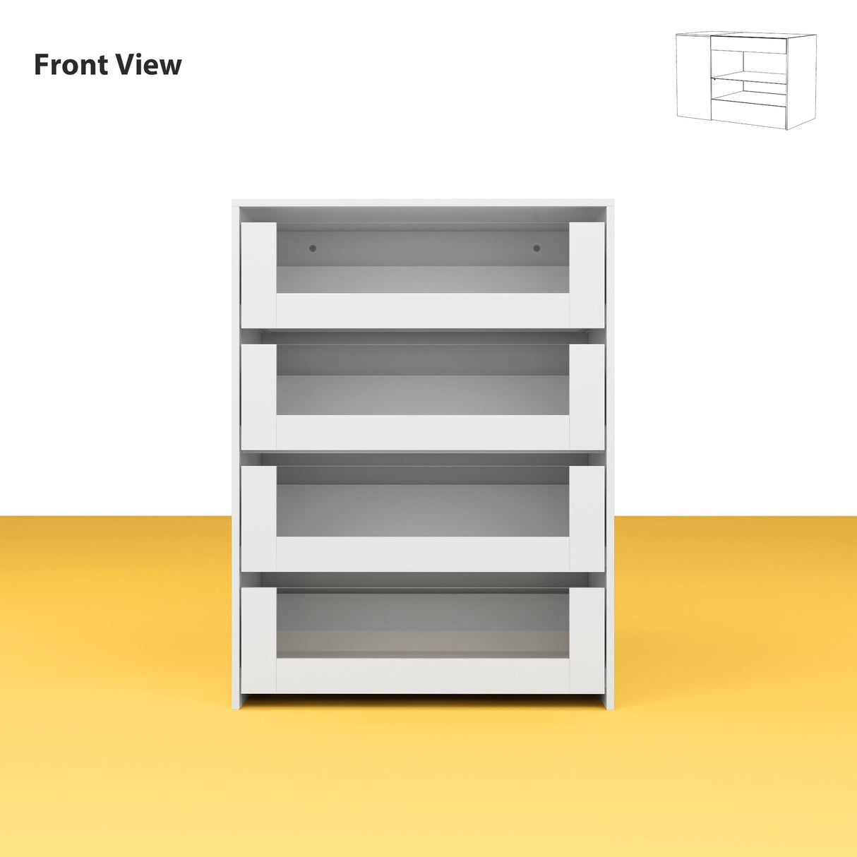 White Dresser Island Modern Bedroom Storage w/Tempered Glass Detailing