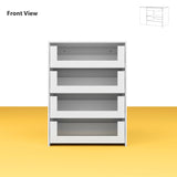 White Dresser Island Modern Bedroom Storage w/Tempered Glass Detailing