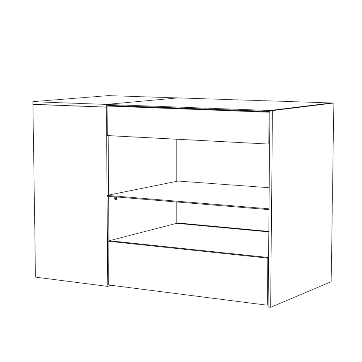 White Dresser Island Modern Bedroom Storage w/Tempered Glass Detailing