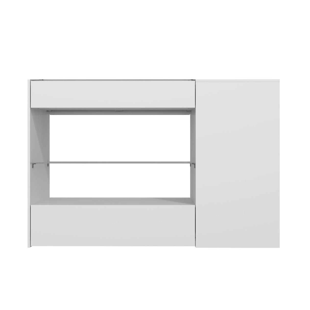White Dresser Island Modern Bedroom Storage w/Tempered Glass Detailing