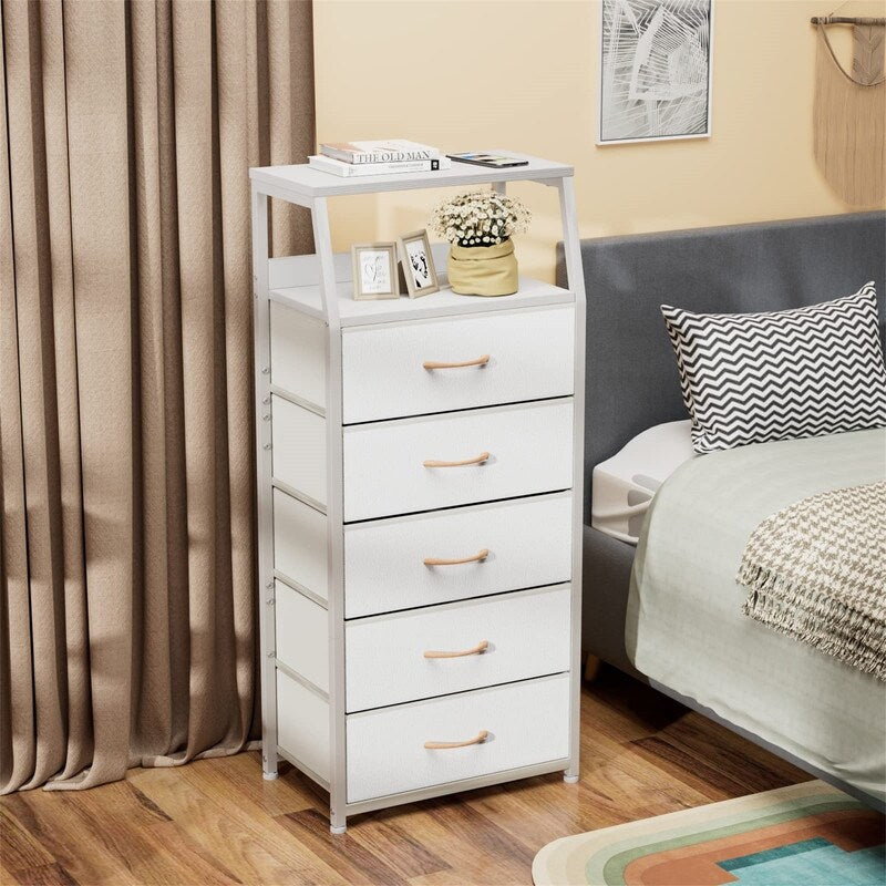 White Dresser with 5 Drawers