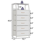 White Dresser with 5 Drawers