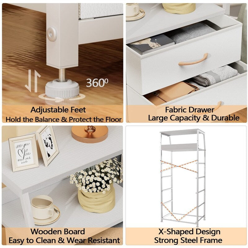 White Dresser with 5 Drawers