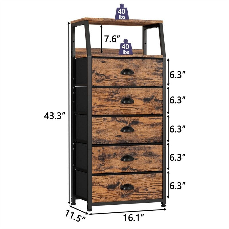 White Dresser with 5 Drawers