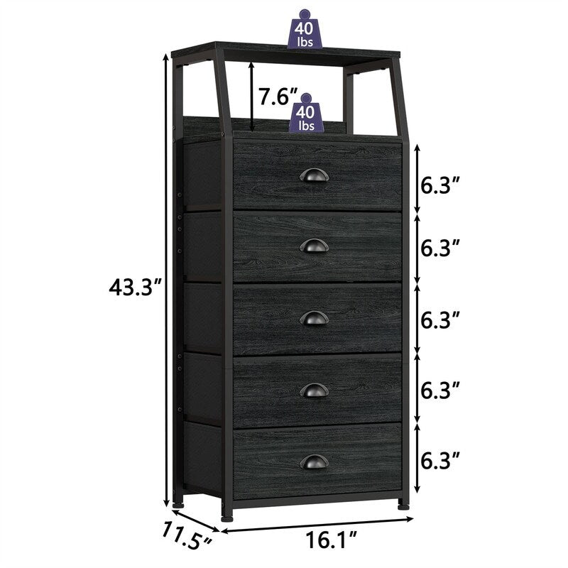 White Dresser with 5 Drawers