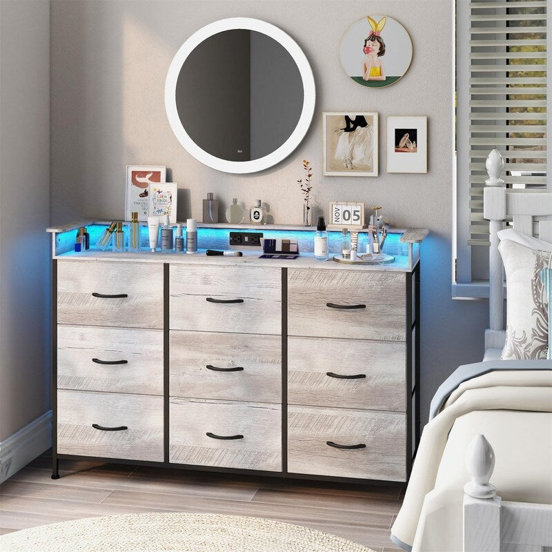 White Dresser with LED Light