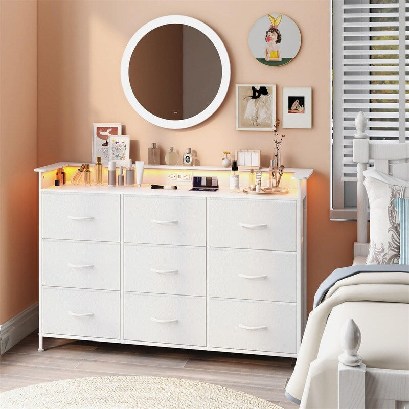 White Dresser with LED Light