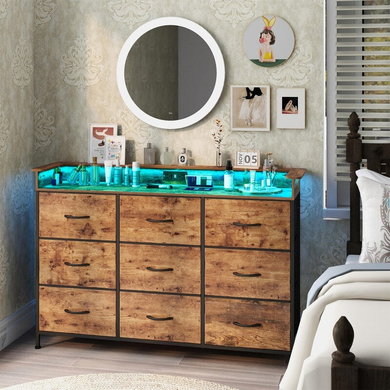 White Dresser with LED Light