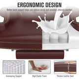 White Executive Chair with Footstool, High-back Reclining, Comfortable Desk Chair