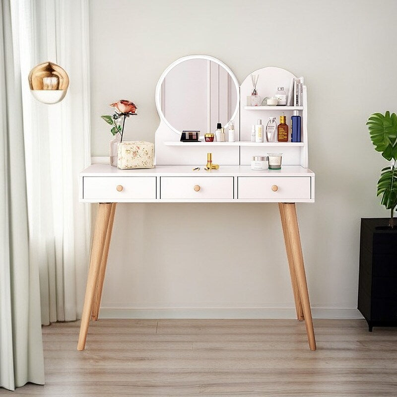 White Fashion Vanity Desk with Mirror and Lights for Makeup Vanity Mirror with Lights