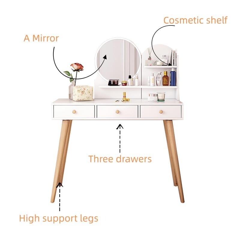 White Fashion Vanity Desk with Mirror and Lights for Makeup Vanity Mirror with Lights