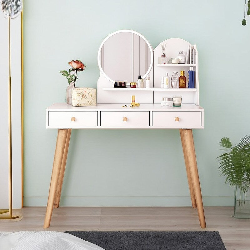 White Fashion Vanity Desk with Mirror and Lights for Makeup Vanity Mirror with Lights