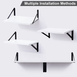 White Floating Shelves, 12 Inch Deep Wall Mounted Shelves Set of 2, Modern Style Solid Wood Shelves for Wall Decor Storage