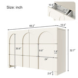 White French Style 6 Drawer Double Dresser, Rubber Wood Accent Storage Cabinet with Arch Door, Closet Chest of Drawers