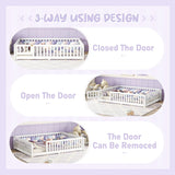 White Full Floor Bed with Safety Guardrails and Door for Kids