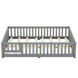 White Full Floor Bed with Safety Guardrails and Door for Kids