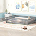 White Full Floor Bed with Safety Guardrails and Door for Kids
