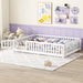 White Full Floor Bed with Safety Guardrails and Door for Kids