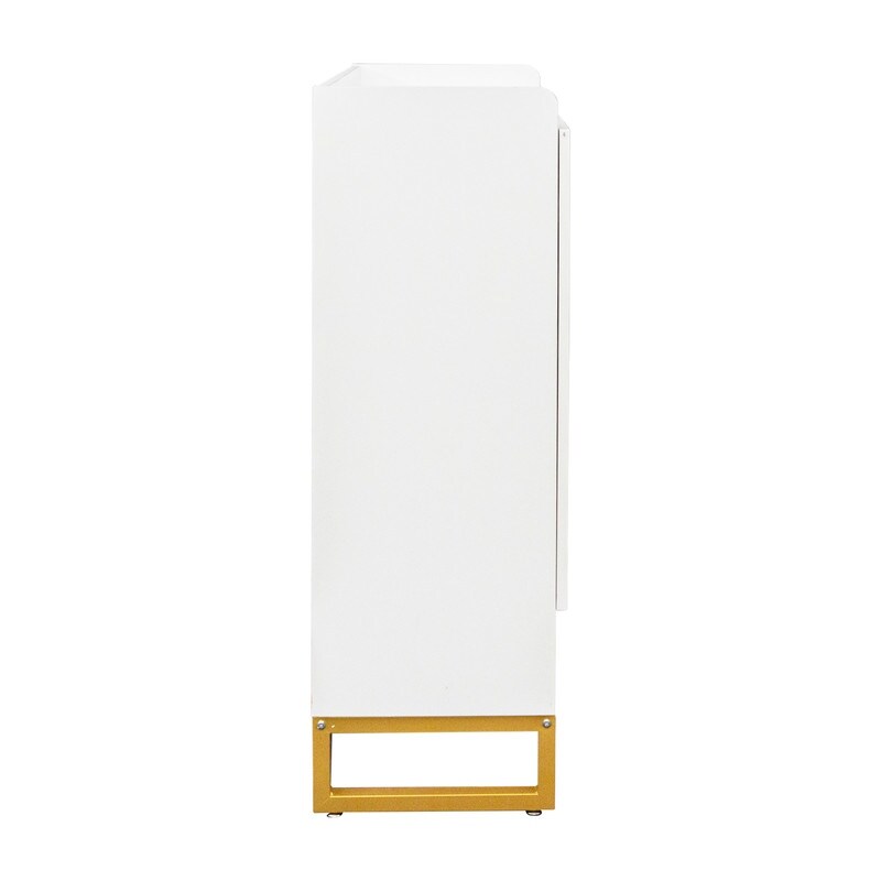 White Gold Shoe Storage Cabinet for Entryway, Modern Free Standing Shoe Cabinet Storage Organizer