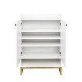 White Gold Shoe Storage Cabinet for Entryway, Modern Free Standing Shoe Cabinet Storage Organizer