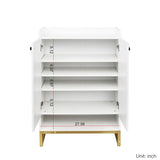White Gold Shoe Storage Cabinet for Entryway, Modern Free Standing Shoe Cabinet Storage Organizer