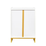 White Gold Shoe Storage Cabinet for Entryway, Modern Free Standing Shoe Cabinet Storage Organizer