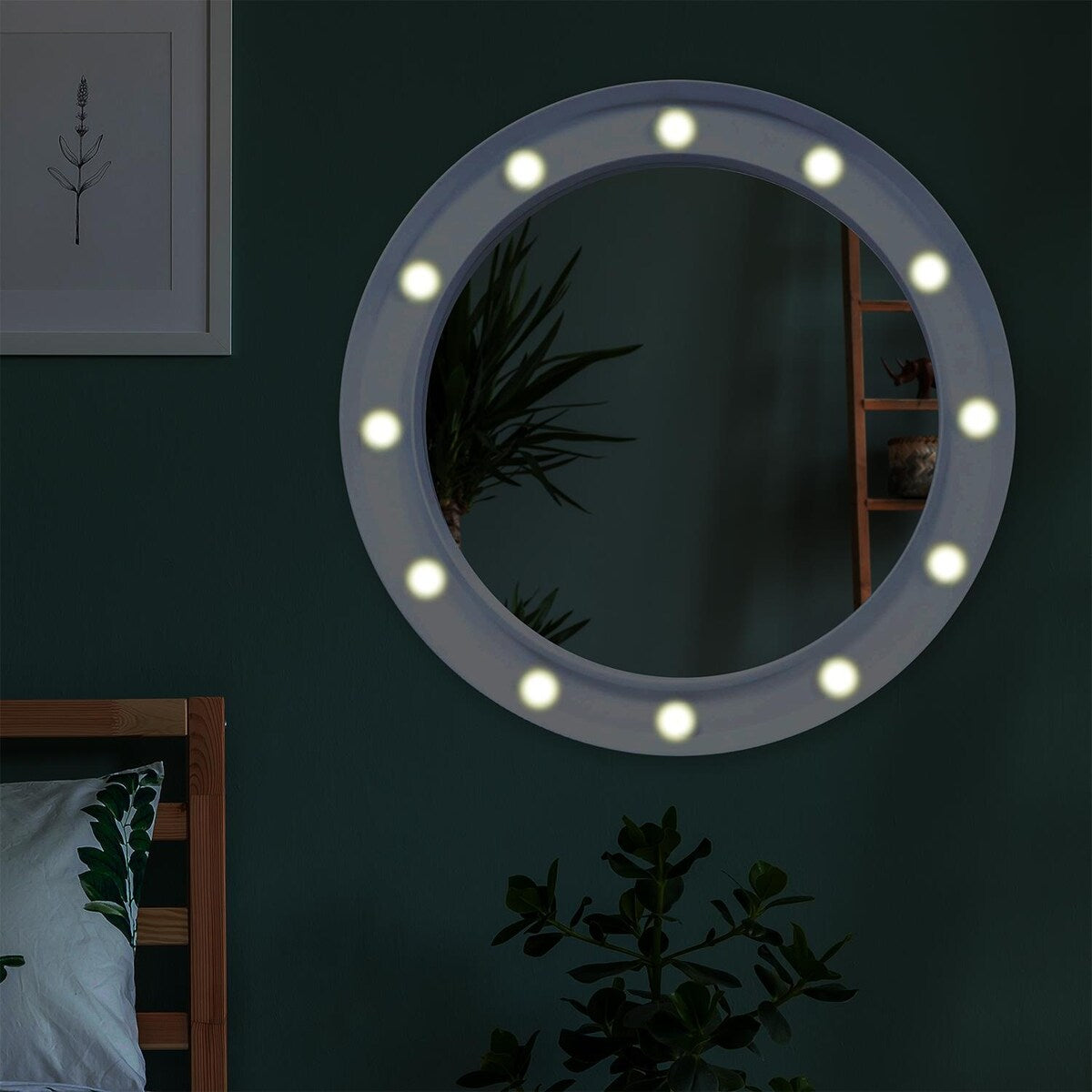 White Hollywood Vanity Round Mirror Wall Hanging - 1 Pack
