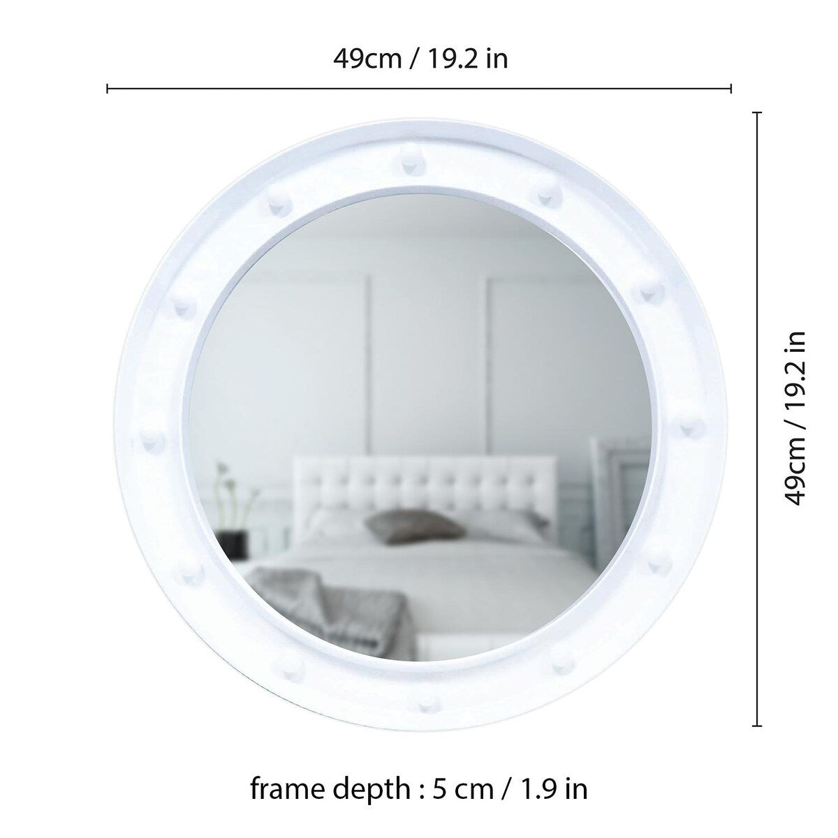 White Hollywood Vanity Round Mirror Wall Hanging - 1 Pack