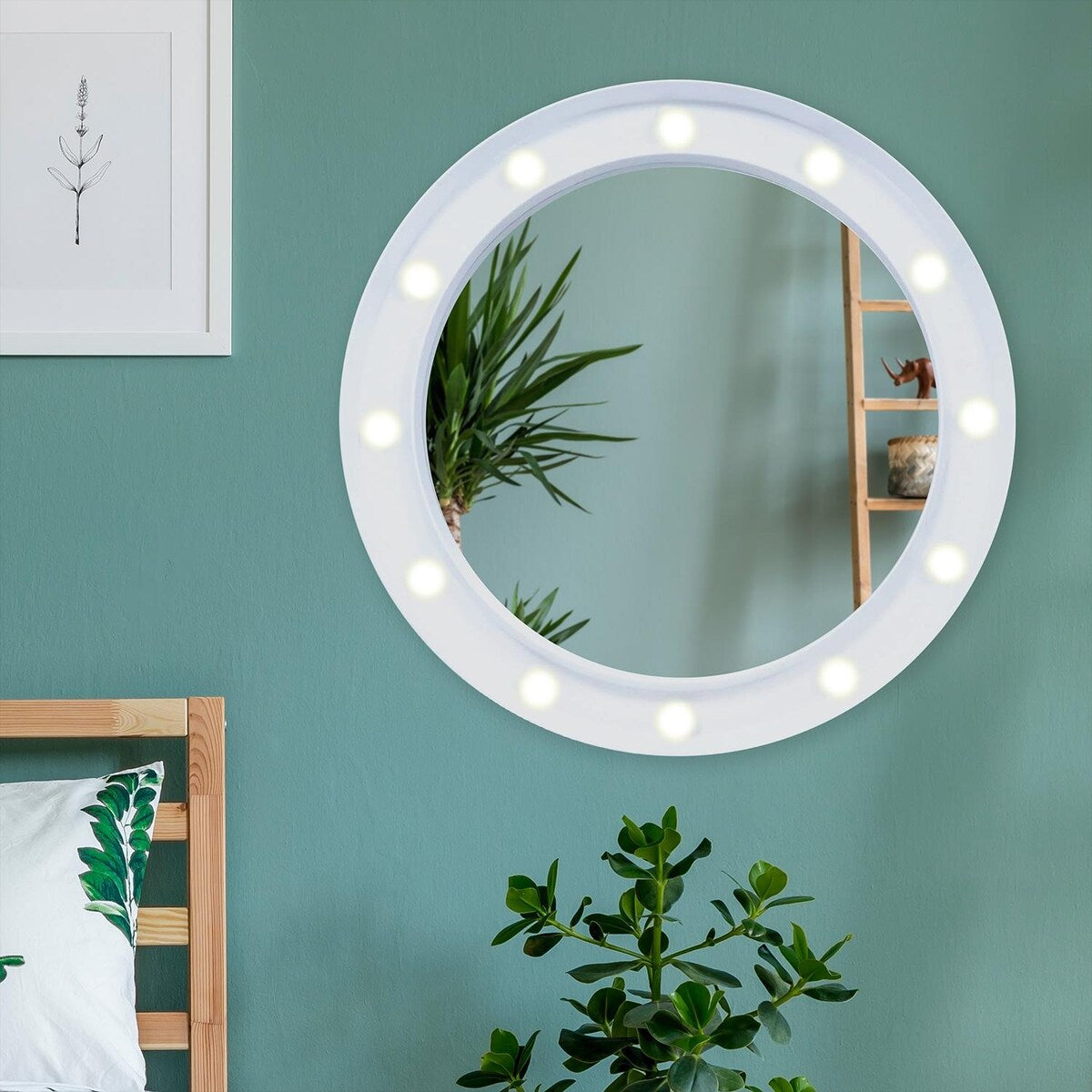White Hollywood Vanity Round Mirror Wall Hanging - 1 Pack