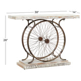 White Iron Rustic Console Table 28 x 38 x 14 - 38 x 14 x 28