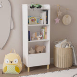 White Kids 4-Tier Bookcase Toy Storage Cabinet Organizer for Children's Room