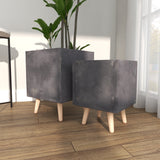 White Light Grey or Grey Fiber Clay Boho Modern Planter Pot (Set of 2) - S/2 15", 18"H