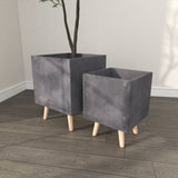 White Light Grey or Grey Fiber Clay Boho Modern Planter Pot (Set of 2) - S/2 15", 18"H