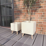 White Light Grey or Grey Fiber Clay Boho Modern Planter Pot (Set of 2) - S/2 15", 18"H