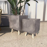 White Light Grey or Grey Fiber Clay Boho Modern Planter Pot (Set of 2) - S/2 15", 18"H