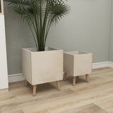White Light Grey or Grey Fiber Clay Boho Modern Planter Pot (Set of 2) - S/2 15", 18"H