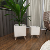 White Light Grey or Grey Fiber Clay Boho Modern Planter Pot (Set of 2) - S/2 15", 18"H
