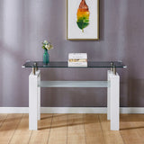 White MDF Console Table; Tempered Glass Top,Foyer Sofa Table Narrow for Entryway, Living Room, Hallway - 47.2"