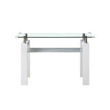 White MDF Console Table; Tempered Glass Top,Foyer Sofa Table Narrow for Entryway, Living Room, Hallway - 47.2"