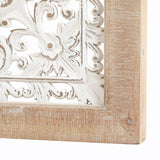 Distressed White Wood Flower Square Frame Wall Decor