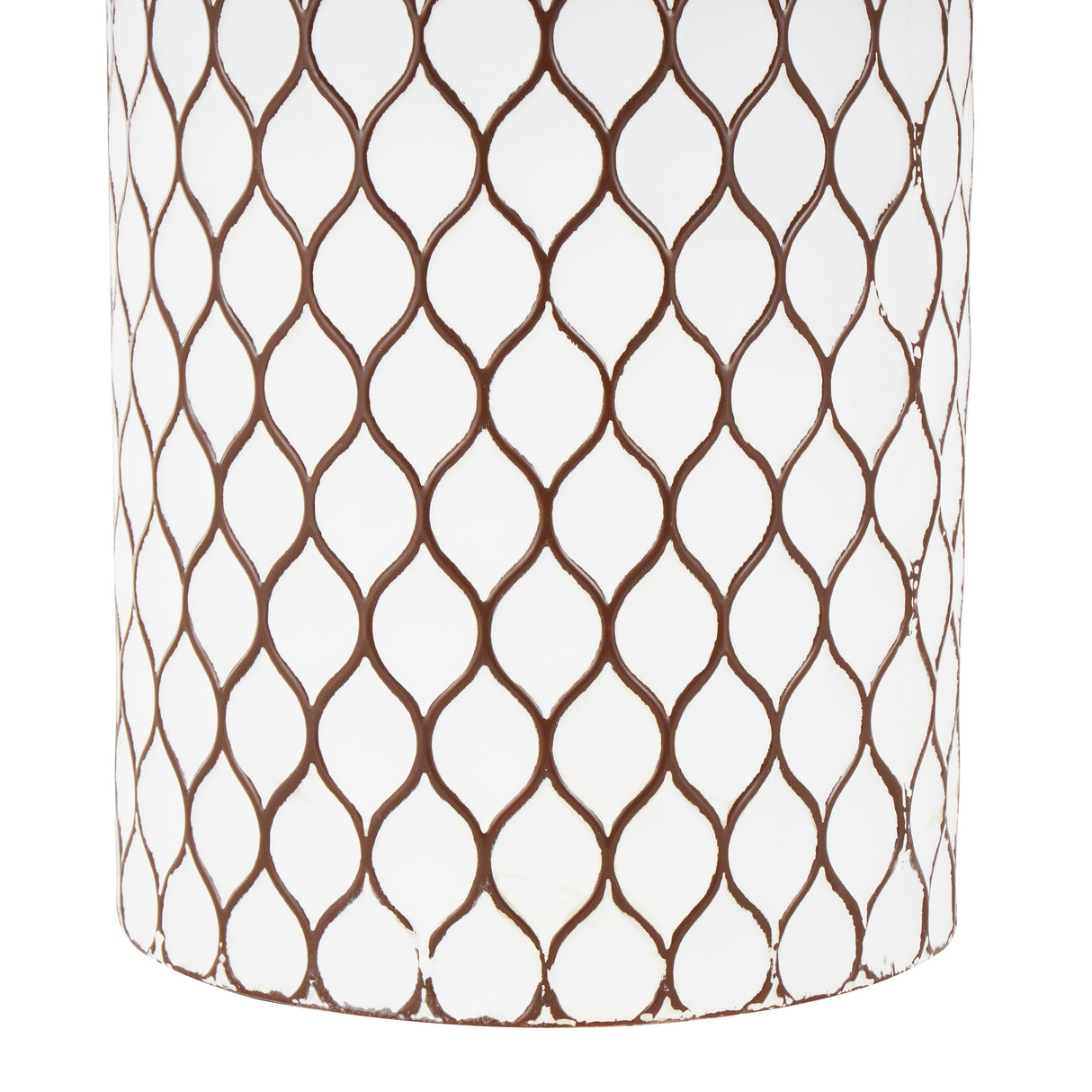 White Metal Tall Floor Vase with Brown Trumpet Tops (Set of 3)
