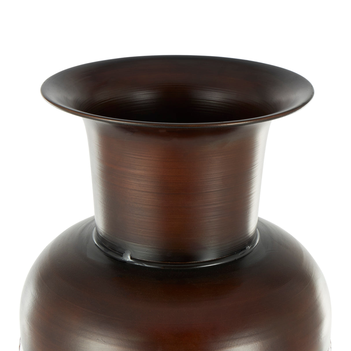 White Metal Tall Floor Vase with Brown Trumpet Tops (Set of 3)