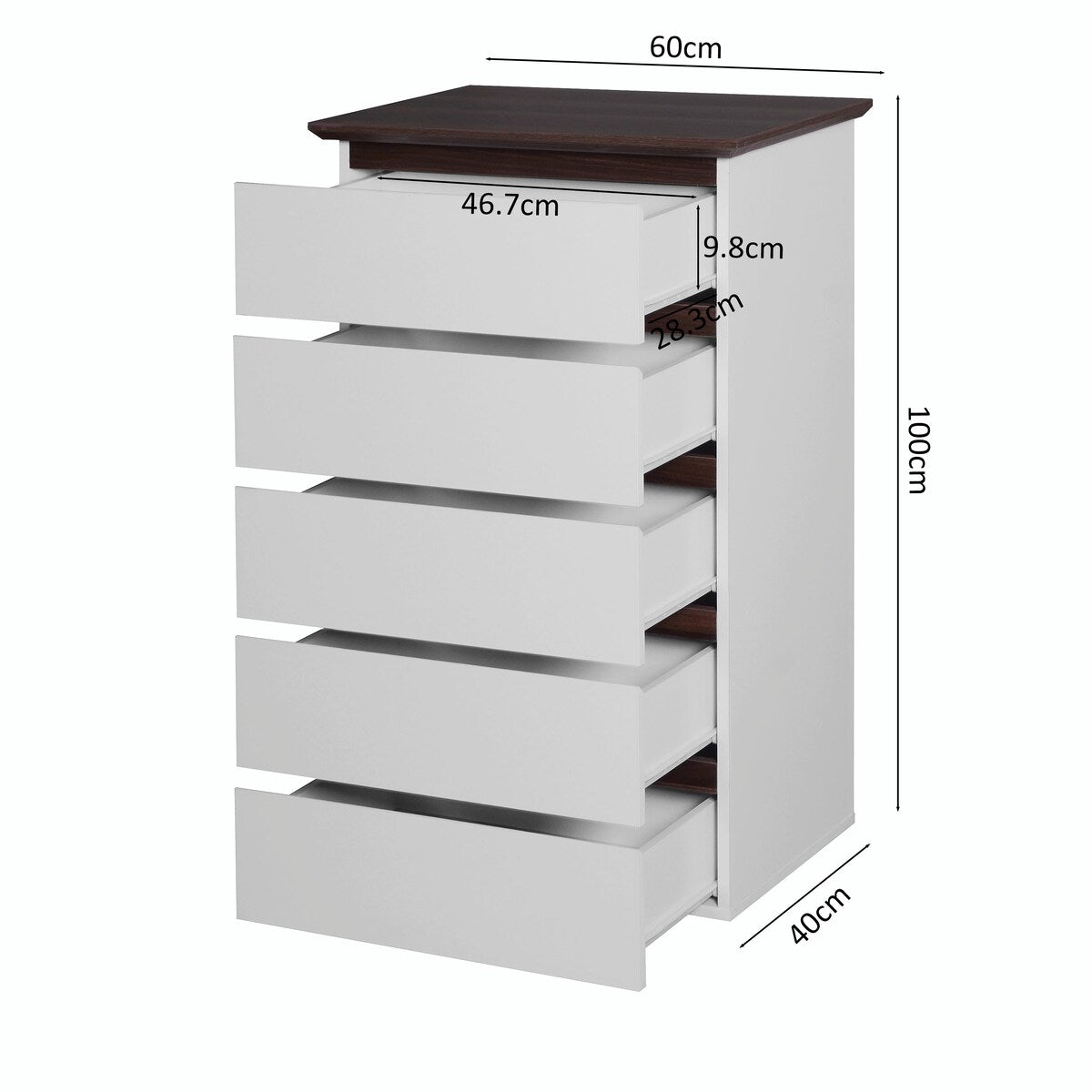 White Mid-Century Modern 5-Drawer Dresser