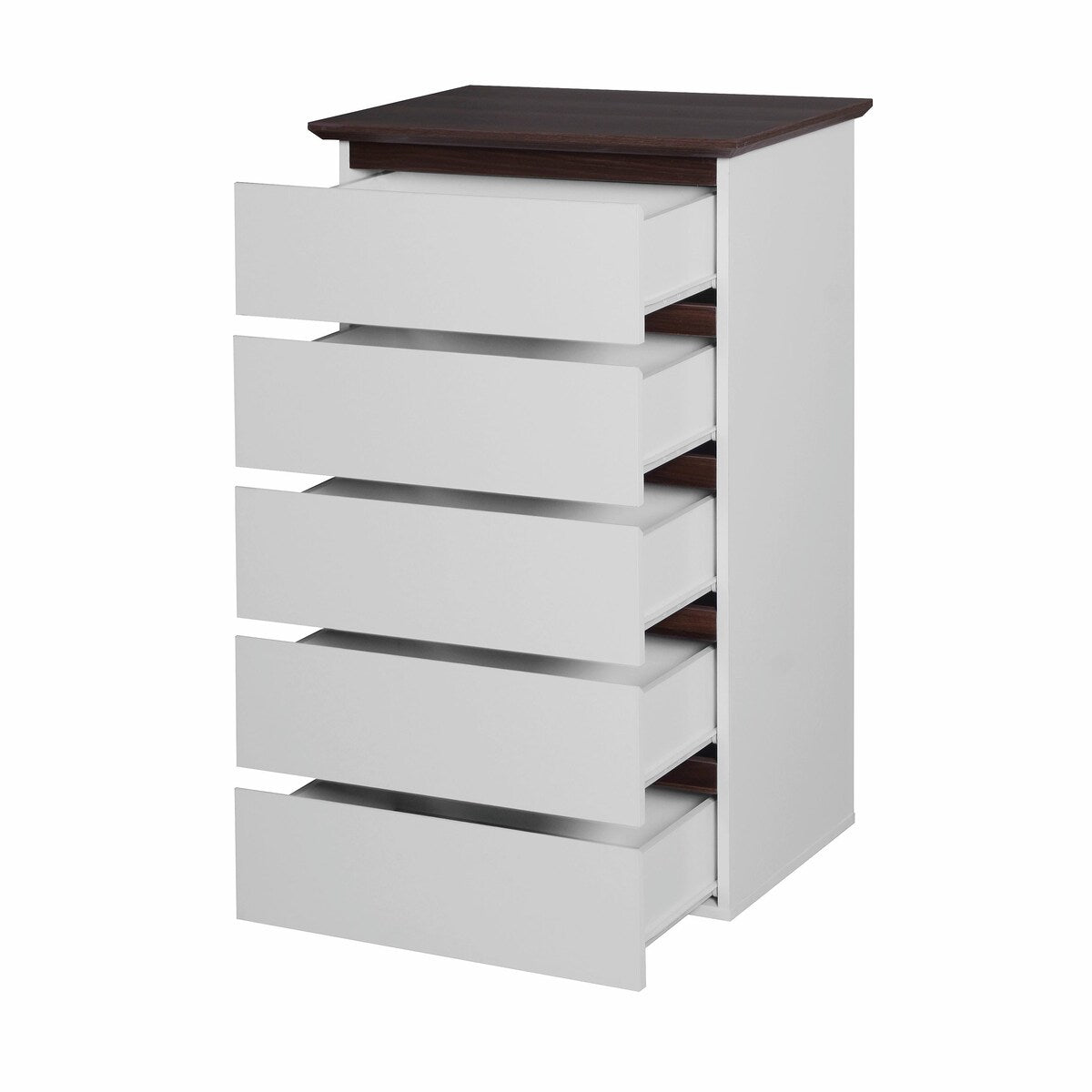 White Mid-Century Modern 5-Drawer Dresser