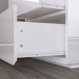 White Modern LED Nightstand High Gloss Bedside Tables with 2 Drawers