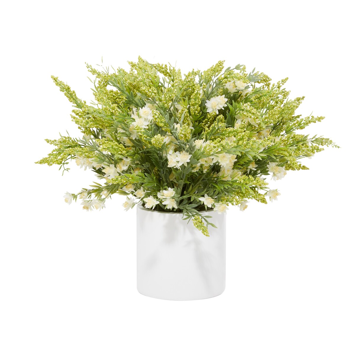 White Plastic and Ceramic Natural Artificial Foliage 21 x 32 x 32 In - 32 x 32 x 21