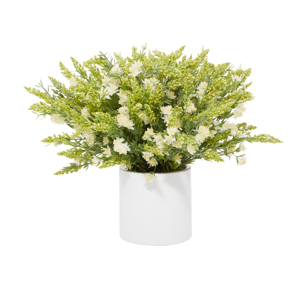 White Plastic and Ceramic Natural Artificial Foliage 21 x 32 x 32 In - 32 x 32 x 21
