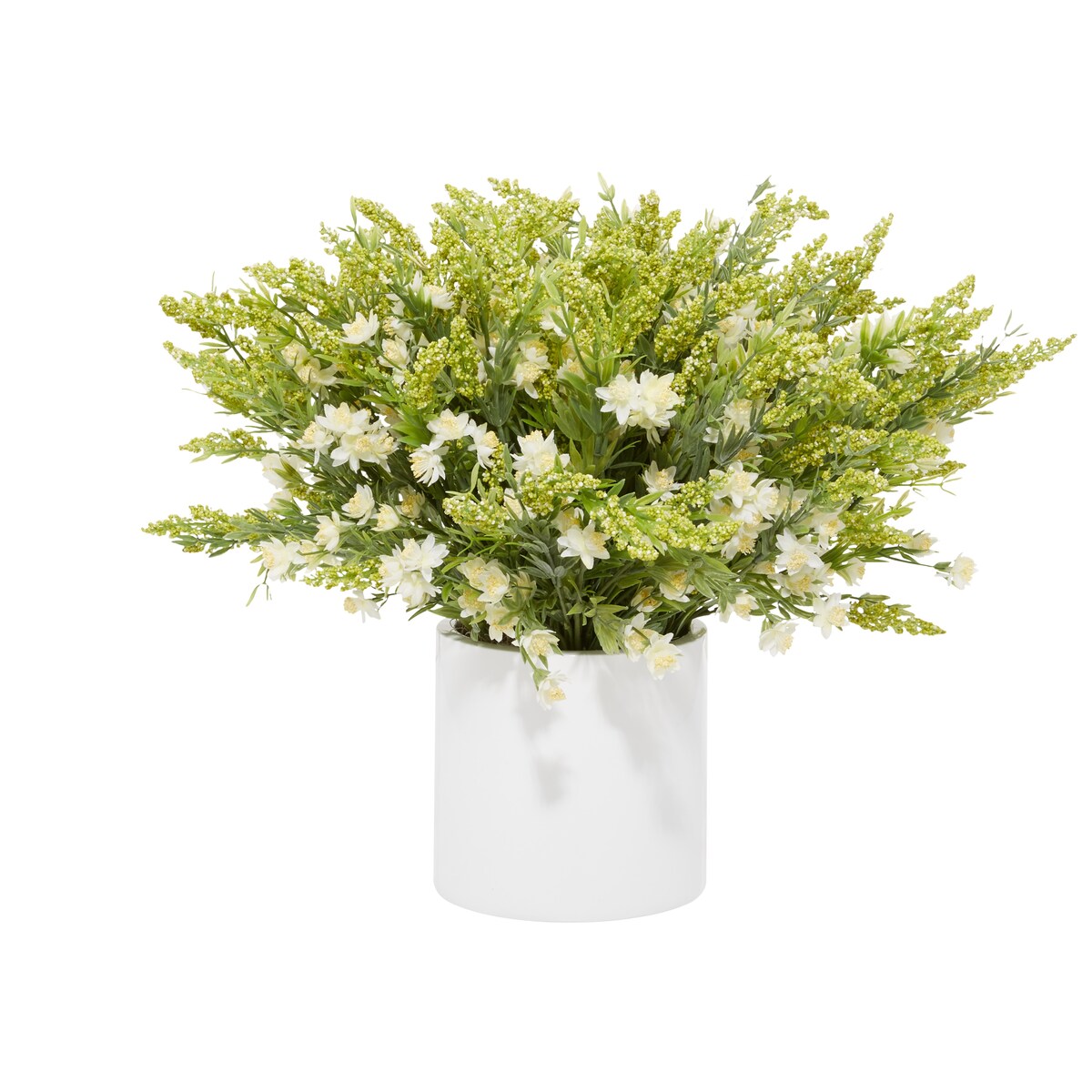 White Plastic and Ceramic Natural Artificial Foliage 21 x 32 x 32 In - 32 x 32 x 21