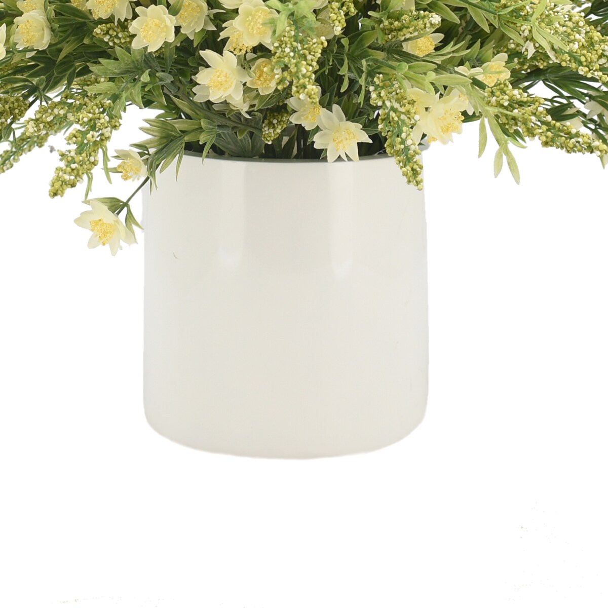 White Plastic and Ceramic Natural Artificial Foliage 21 x 32 x 32 In - 32 x 32 x 21